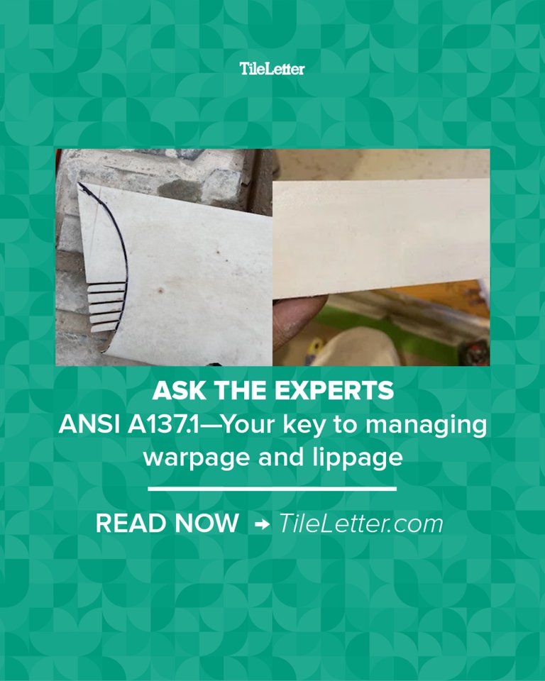 Read all about the key to managing warpage and lippage in this detailed article: digital.tileletter.com/ask-the-expert… 

#TileWork #TileLife #TileLetter