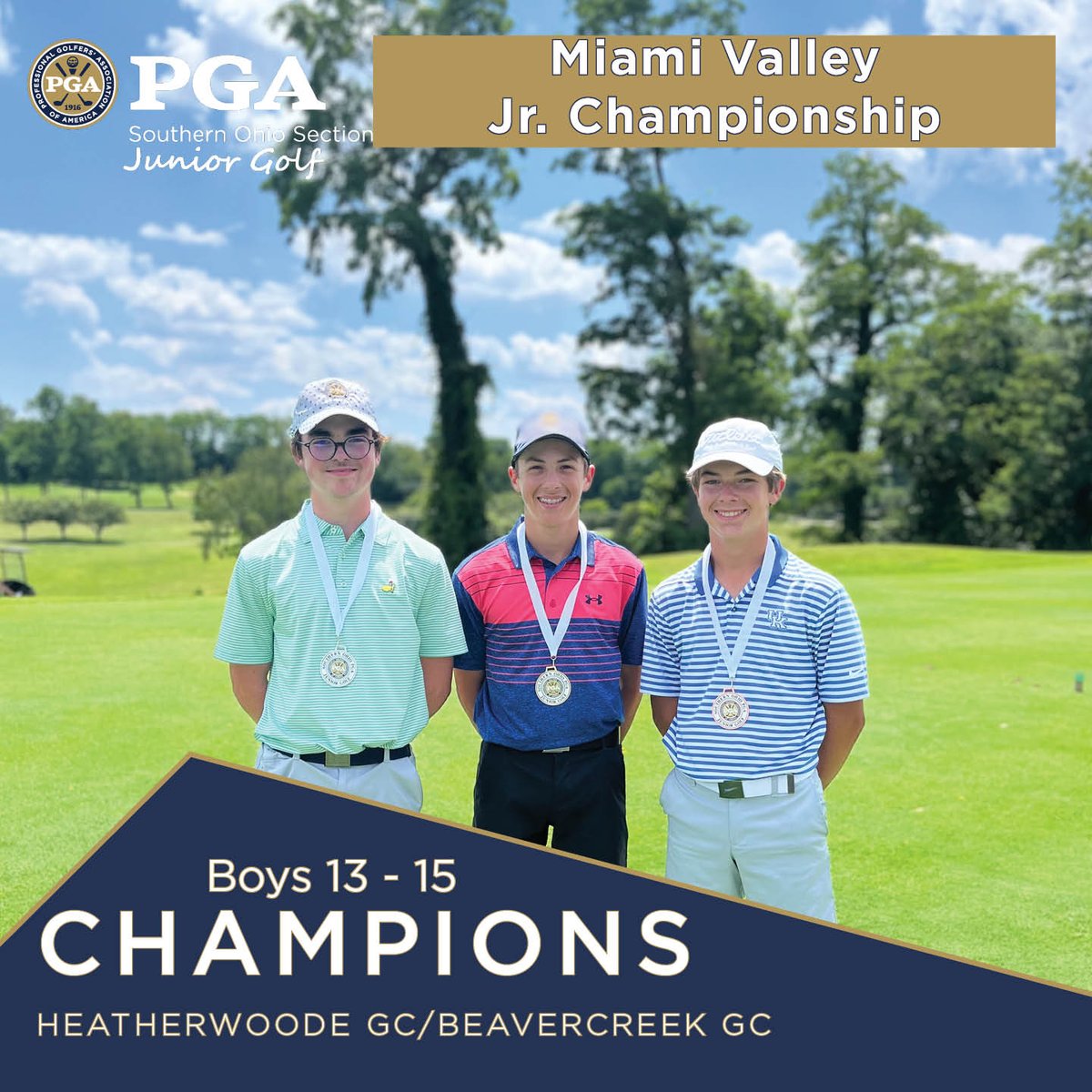 SOPGAJrTour's tweet photo. After 36 hard-fought holes, these players reigned supreme. Congratulations to all of the champions of the Miami Valley Jr. Championship on the SOPGA Jr. Tour!🏆 https://t.co/I4bveHOXKY