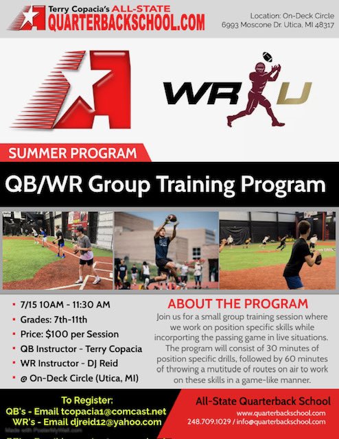 wru_12's tweet photo. Next QB/WR training is this Saturday 10-11:30am.  Spots are limited! https://t.co/TD9D2YN0fa