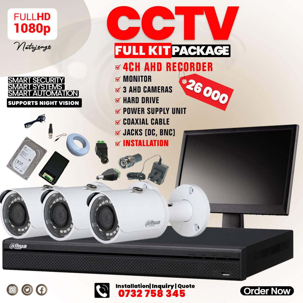 Wakonatech's tweet photo. We are committed to ensuring your security is catered for by giving out great and affordable Smart Security Installation offers.

Enjoy our effective CCTV remote monitoring technology that allows you timely response to incidents, always.

Call us at 0732 758345 https://t.co/A73Sd9Sz4N