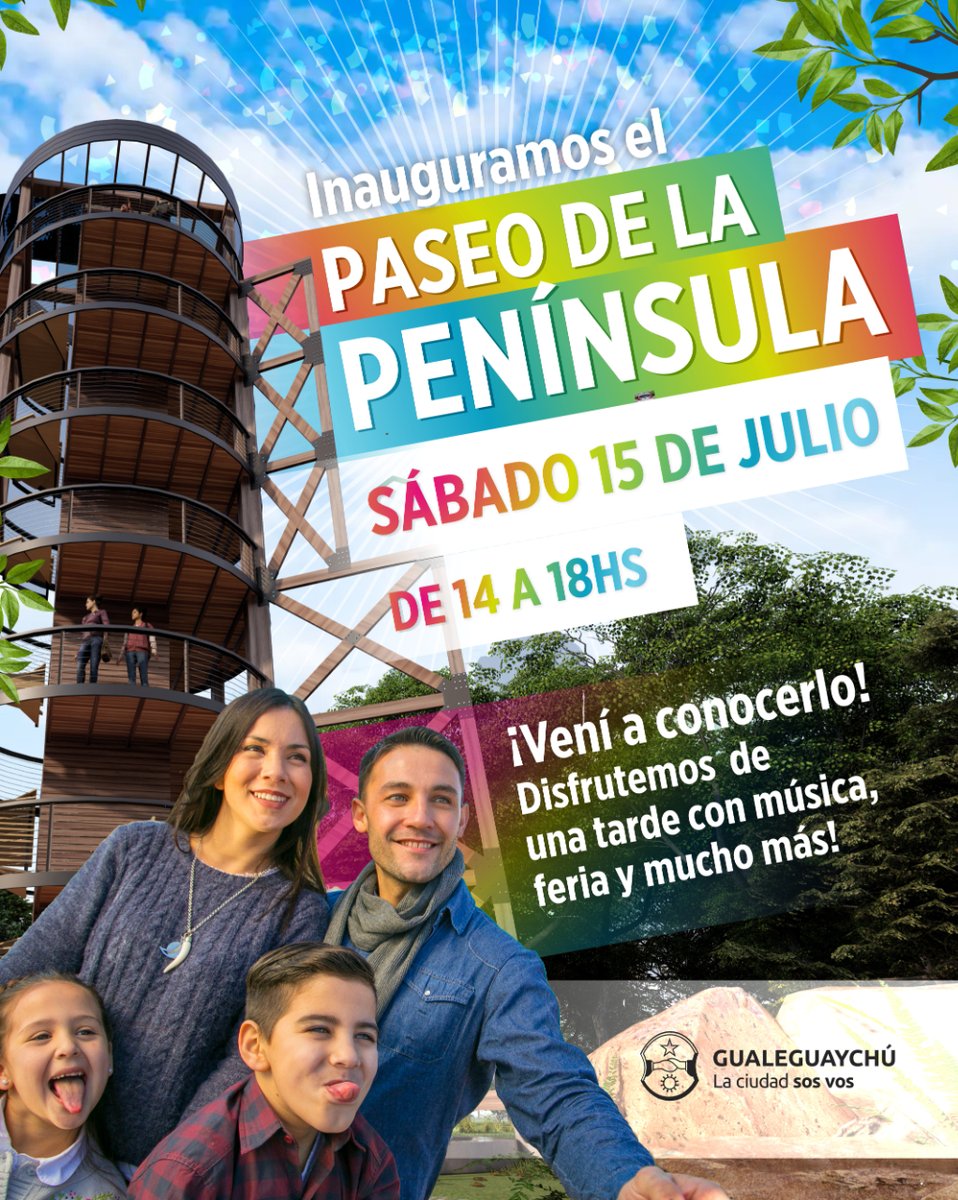 El sábado vamos a inaugurar el Paseo de la Península en Gualeguaychú. Un nuevo espacio público de calidad al aire libre para el disfrute de familias y turistas en nuestra ciudad.