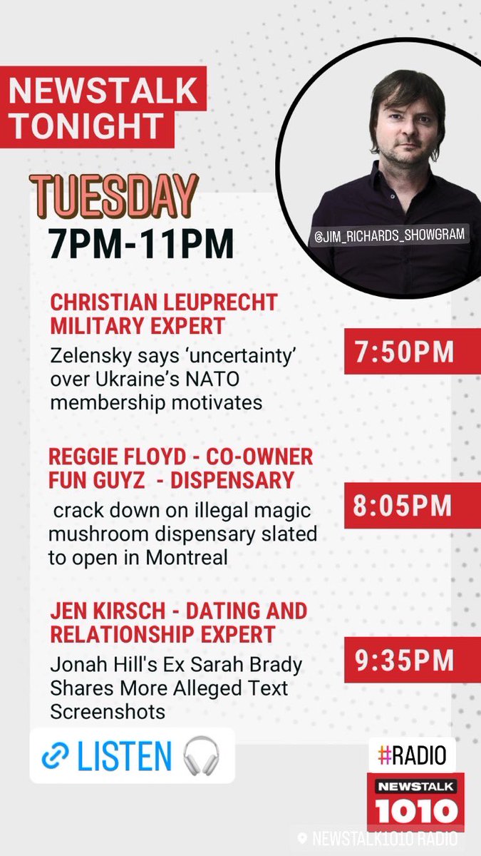 NEWSTALK1010's tweet photo. Just some of what’s coming up on #NEWSTALKTONIGHT with @JIMrichards1010. Also tonight on the #DRAFT - best comedy movies as picked by @6BenHarrison and @marcwinegust! LISTEN LIVE: https://t.co/UFHnEpIEZp https://t.co/5mfWhLdI6z