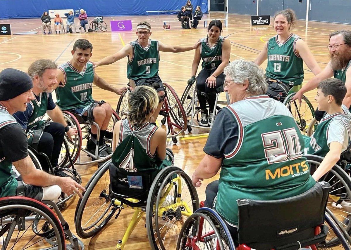 Sometimes a picture captures more than words can express. This is everything great about Wheelchair Sport. A young man holding court with his teammates, lots of laughter &amp; the feeling of belonging. 

All ages, all abilities, all together.

#inclusion