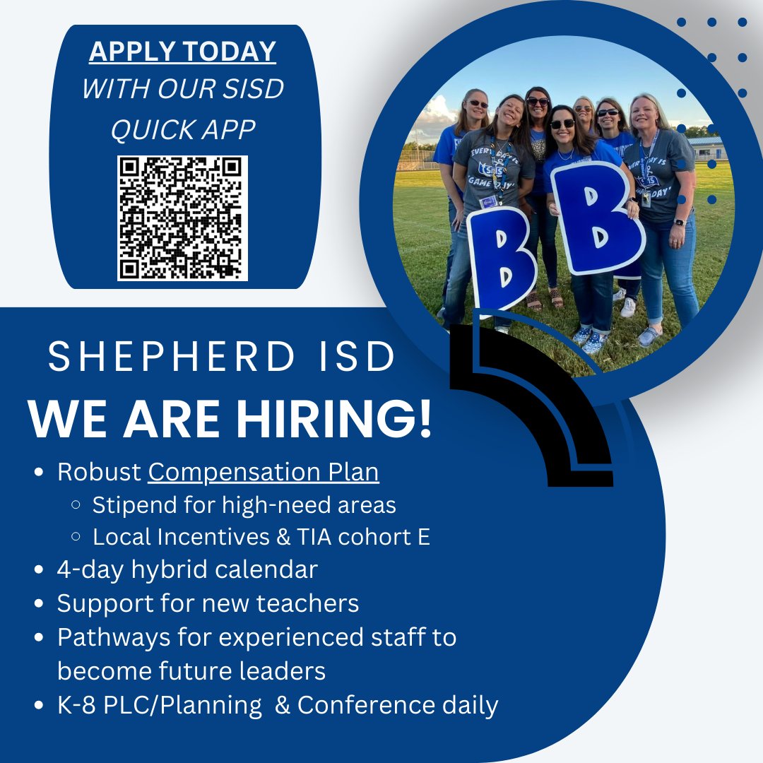 Great things are happening at SISD! Join our amazing team!
Fill out our Quick App: forms.gle/yucurCvuKttUHF…