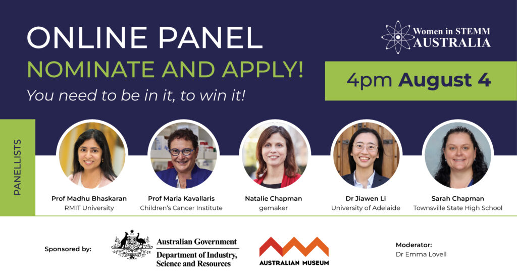 Registrations for our panel 'Nominate and Apply! – You need to be in it to win it!' are now OPEN! Tickets🎟️available (subscribe to us for FREE entry): eventbrite.com.au/e/nominate-and… 📅 August 4, 2023  ⏰ 4-5:30 pm AEST We are grateful to our sponsors @IndustryGovAu and @eurekaprizes!