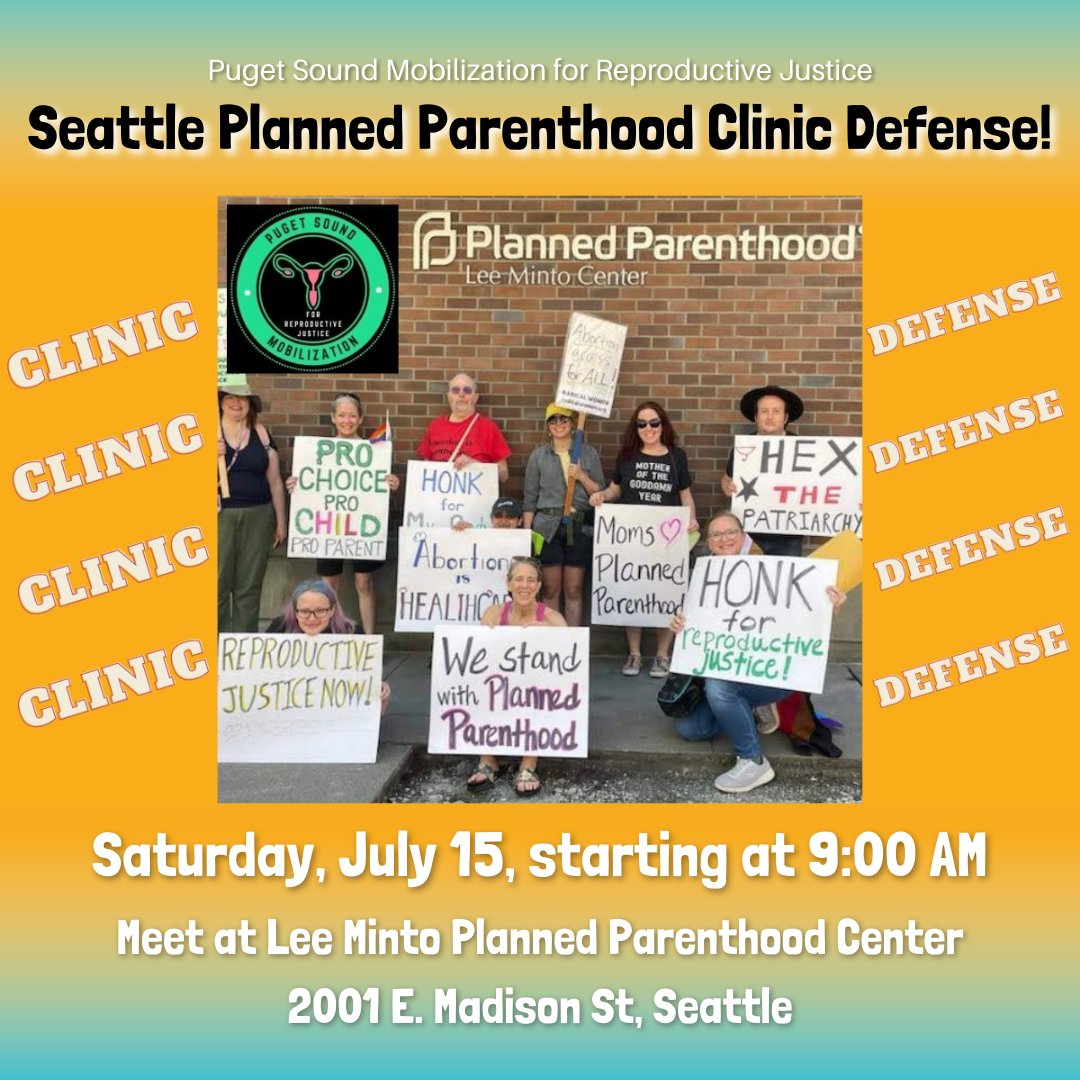PugetSoundMobe's tweet image. Help counter the anti-abortion protestors that regularly stand outside the Lee Minto Planned Parenthood clinic! July 15th at 9am
facebook.com/events/6525509…