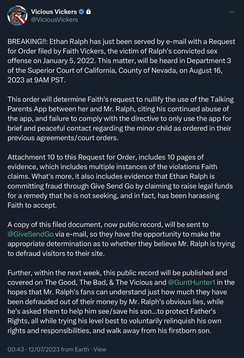 AFStreamWatch's tweet photo. 🚨 BREAKING: Ralph has been served with another request for order due to his abuse of the court ordered coparenting app to harass Faith 🚨 https://t.co/uuJ6Psvwhd