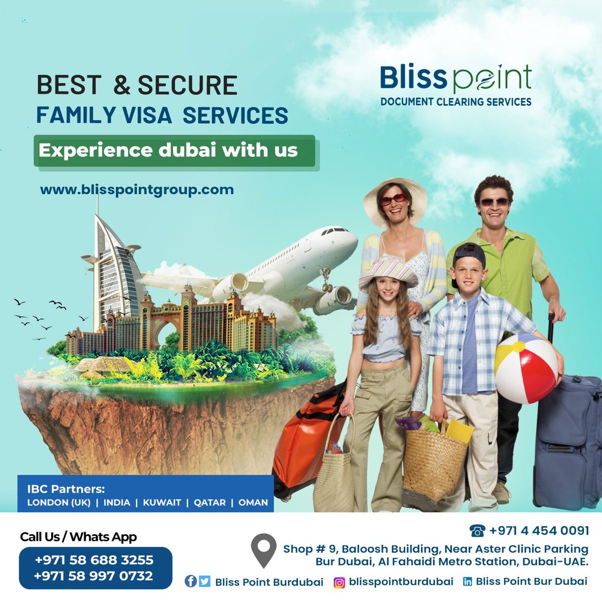 BlissPointGrou2's tweet image. Family Visa Services in #Dubai  Experience Dubai With Us. Best And #SecureServices 

For more information call us today.
Call: +971 586883255/+971 589970732
Email:blisspointgroupdxb@gmail.com
Web: blisspointgroup.com

#blisspointgroup #familyvisa #dubaivisa #visa #foryou