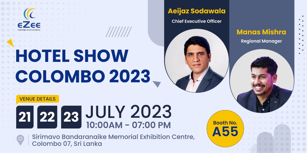 We are superexcited as eZee is going to be part of Sri Lanka’s Largest Hospitality Trade Exhibition - Hotel Show Colombo 2023!  
Meet us at Sirimavo Bandaranaike Memorial Exhibition Centre, Booth A55, from 21st to 23rd July, 10 AM - 7 PM.  
Register now: https://t.co/3SKQOJcmMH https://t.co/HClpVa7i0S