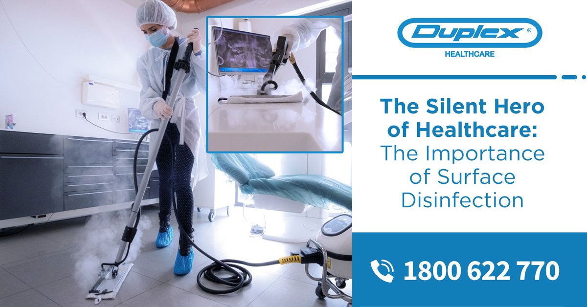 DuplexHealth's tweet photo. Uncover the importance of surface disinfection in healthcare. Prevent infections, and protect lives. Read more: https://t.co/1K6uDuZqri. 

#HealthcareHeroes #InfectionPrevention https://t.co/vFpopum05x