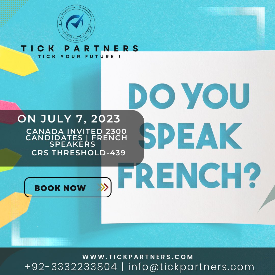 khnomanahmad's tweet image. Recent Draw Conducted by the IRCC specifically for French speaking candidates on July 7, 2023 and invited 2300 candidates on a lowest threshold of 439.#immigration #frenchspeakers #canada #ITA #bestimmigrationadvisors lnkd.in/dPren-qx