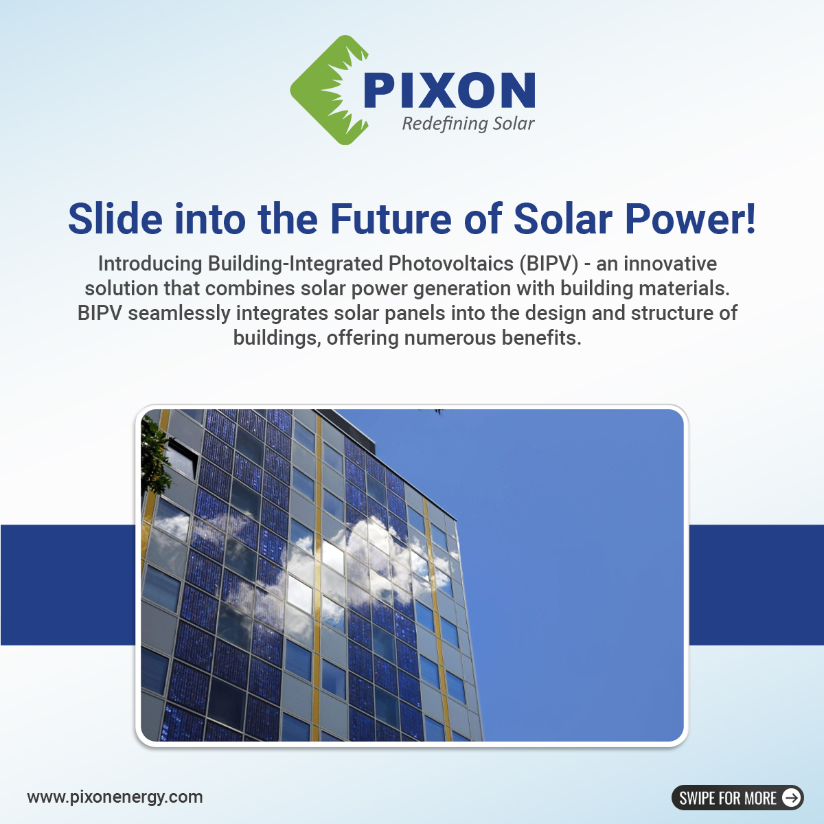 pixon_energy's tweet image. From Energy-Generating facades to Financial Savings, BIPV is shaping a greener future!

#InstallSolar #solarenergy #technology #pixon #pixonsolar #solarpower #solarpanel #renewableenergy #sunlight #electricity #architecture #generation #future #sustainable
