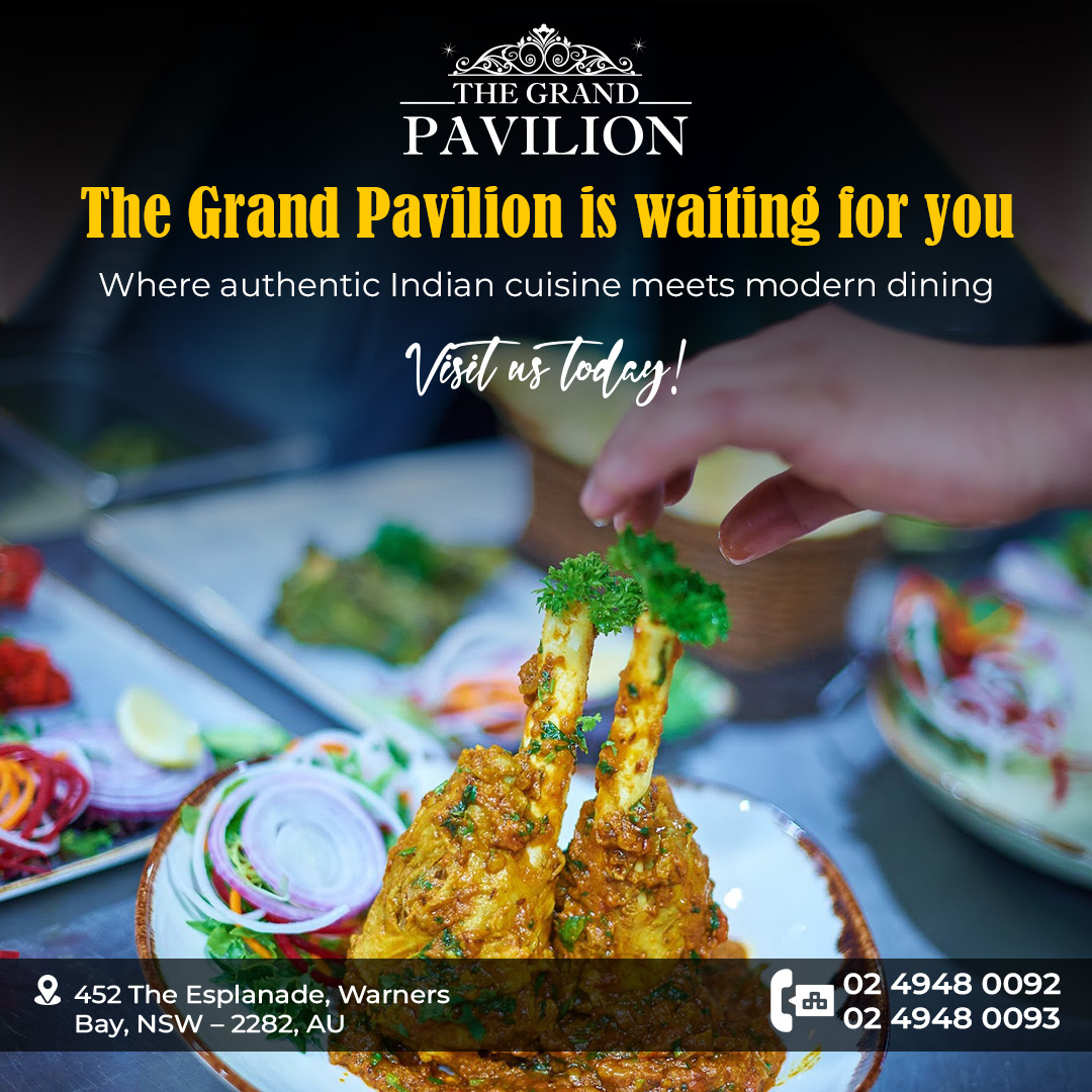 The Grand Pavilion is waiting for you Where authentic Indian cuisine meets modern dining
Visit us today!
#thegrandpavilion #indiancuisine #traditionalfood #Moderndining  #centralcoast #tasty #delicious #authentic #IndianSpecials #TasteIndia #FlavorsOfIndia #australia #esplanade