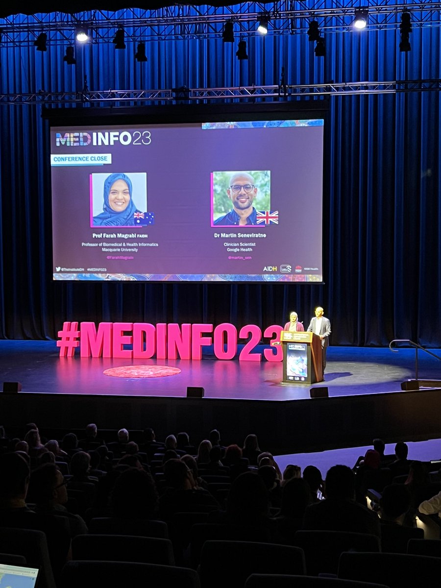 AliBesiso's tweet photo. So much love for our #MEDINFO23 co-chairs! Thank you for proudly representing us as digital health leaders 🫶🏼 @martin_sen @FarahMagrabi https://t.co/dTGUt8wFhA