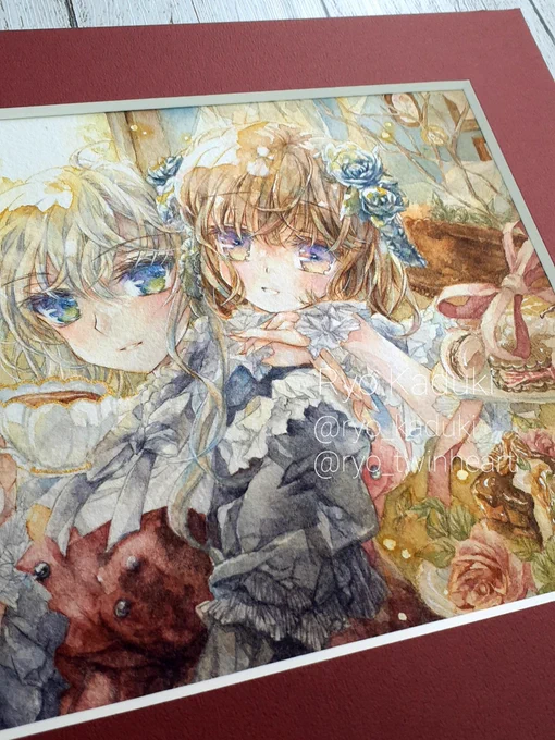 #作品をみてくださいあわよくばフォローしてください祭 透明水彩で創作百合や創作少女を描いています 