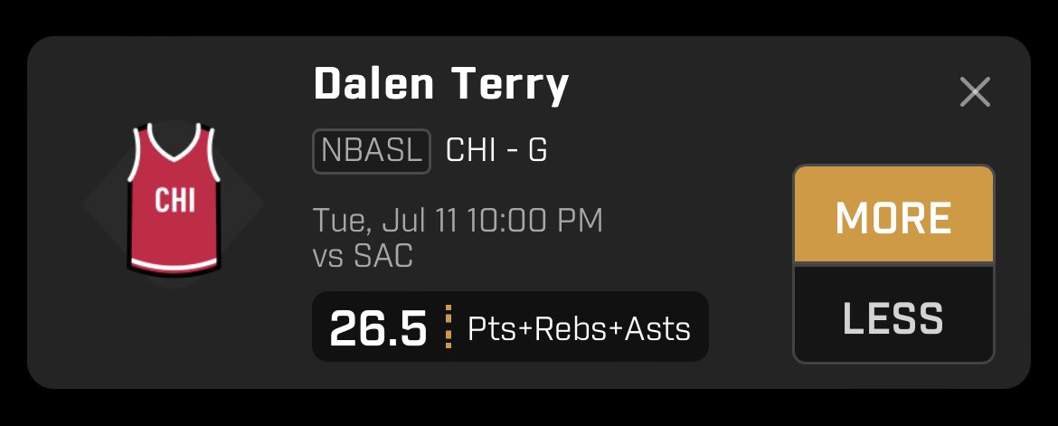 betbigben's tweet photo. 🚨#NBASummerLeague PLAY #4🚨

generated by my player props AI ⬇️

Dalen Terry / 26.5 P+R+A / 74% HR

75 L+RT’s FOR MORE💰 https://t.co/v3R1DSulmE