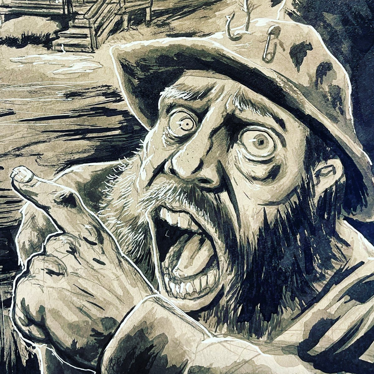 WillPottorffart's tweet photo. Oh this place? This place is cursed my friend @thisplaceiscursedrpg
•
•
•
#art #illustration #artist #horrormonster #comicart #horrormovies #ink #artwork #horrorlife #artoftheday #horrorart #willpottorff #horrorartwork #process #illustrator #studies #horrorgame #ttrpg https://t.co/OefQ8OtZIs