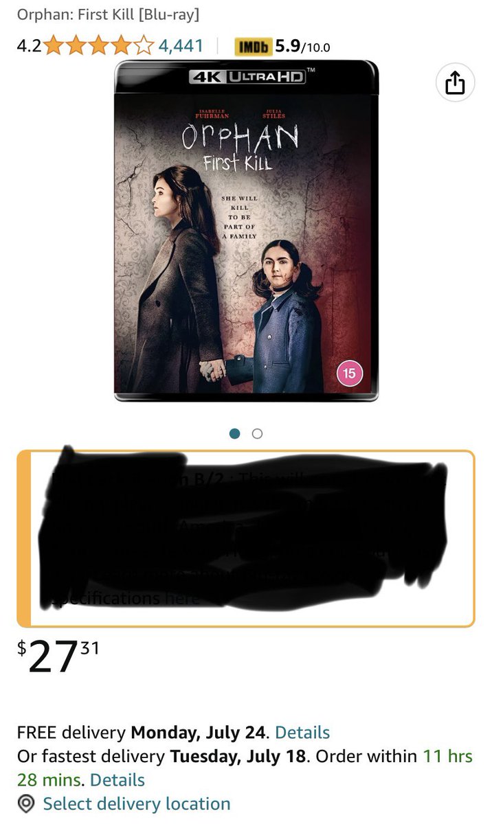 JackieDynamite's tweet image. Esther loves a great deal! 

Amazon Prime Day has Orphan: First Kill Blu-Ray for $10.99, 4K disc for $28, and digital HD for $4.99! Orphan (2009) Blu-Ray is $7.19 with coupon! 

Apple and Microsoft have digital 4K for $4.99!

#IsabelleFuhrman #OrphanFirstKill #OrphanMovie #Esther