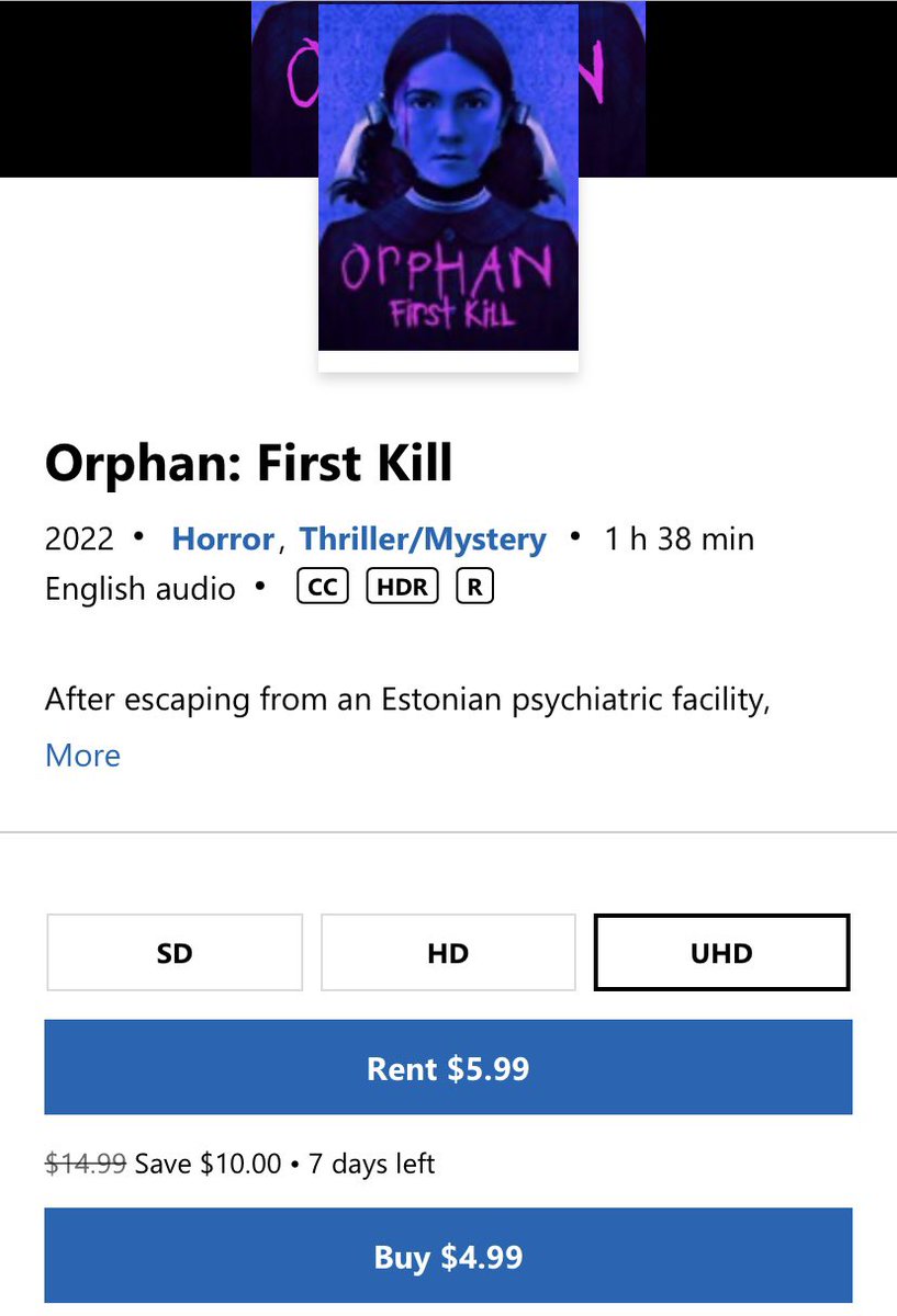 JackieDynamite's tweet image. Esther loves a great deal! 

Amazon Prime Day has Orphan: First Kill Blu-Ray for $10.99, 4K disc for $28, and digital HD for $4.99! Orphan (2009) Blu-Ray is $7.19 with coupon! 

Apple and Microsoft have digital 4K for $4.99!

#IsabelleFuhrman #OrphanFirstKill #OrphanMovie #Esther