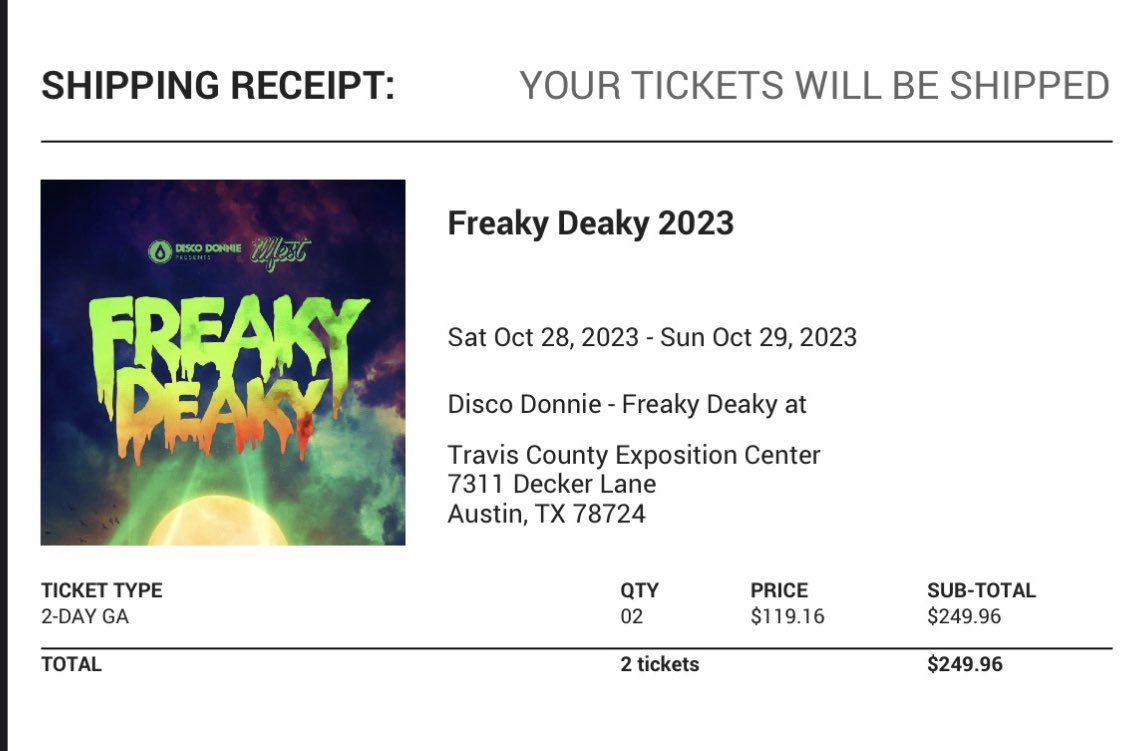 Selling 2 @FreakyDeakyTX tickets for the price when they first came out, just trying to get them off my hands @FreakyDeakyFam @DallasEDMFamily @HoustonEDMfam @AustinEDMFamily @TexasEDMFamily
