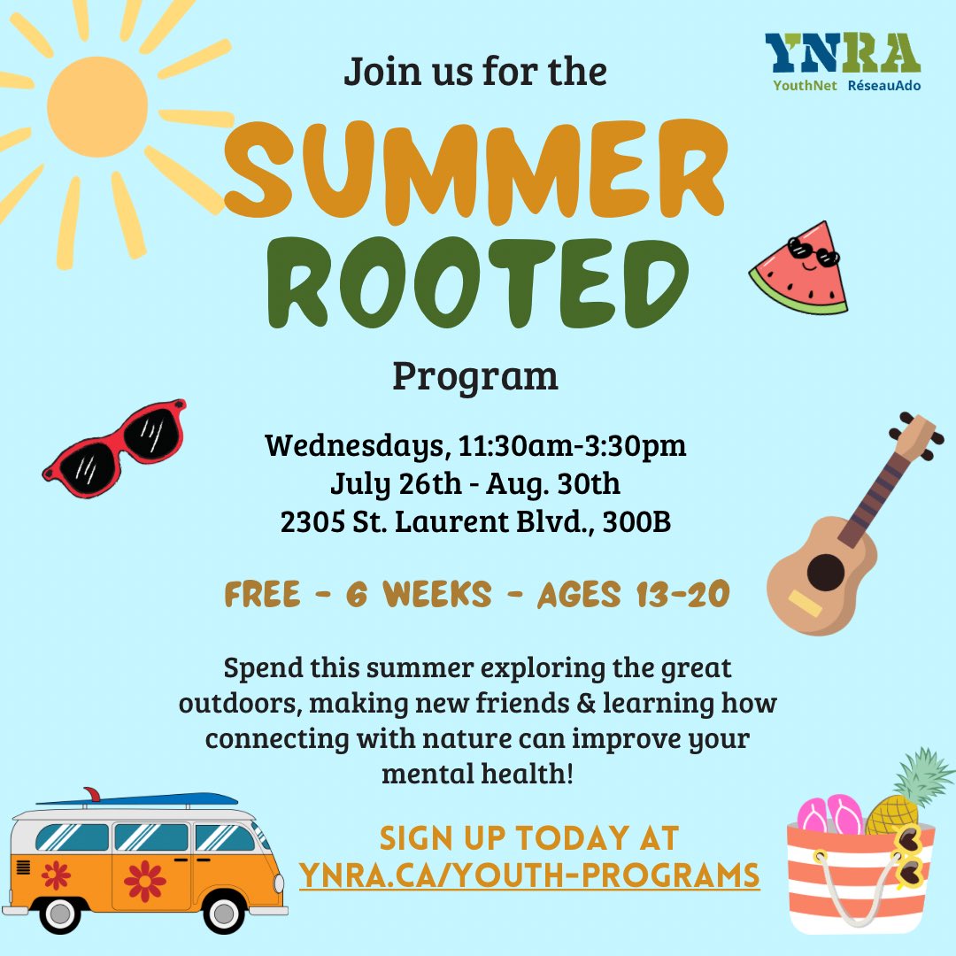 YouthNet / RéseauAdo (YNRA) (@cheoyouthnet) on Twitter photo Know a young person (ages 13-20) who’d benefit from a FREE summer outdoor program?
We still have a few spots left in our Rooted (English) & Adventure dans la nature (French) programs!
Sign up today or reach out:
🔗 ynra.ca/youth-programs
📧 ynra@cheo.on.ca
☎️ 613-697-7382 Know a young person (ages 13-20) who’d benefit from a FREE summer outdoor program?
We still have a few spots left in our Rooted (English) & Adventure dans la nature (French) programs!
Sign up today or reach out:
🔗 ynra.ca/youth-programs
📧 ynra@cheo.on.ca
☎️ 613-697-7382