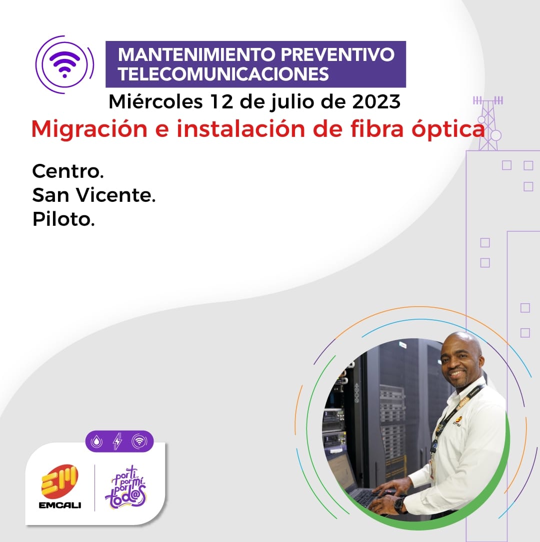EMCALIoficial's tweet photo. ✅ Actividades de modernización de la red de energía programadas para el miércoles 12 de julio.

#EmcaliMasCercaDeTi https://t.co/mKA9RelXu7