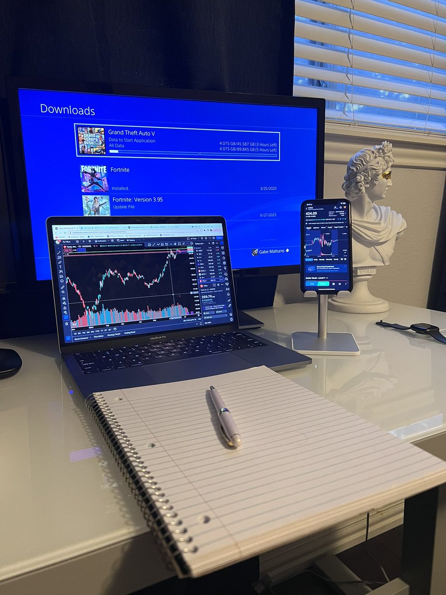 0DTExGMTradez's tweet photo. Cooking up something! Writing down my watchlist, finding some trades for tmrw and downloading GTA… that’s the life🧙🏽‍♂️🤑
$SPY $NVDA https://t.co/gaakOu6Aat
