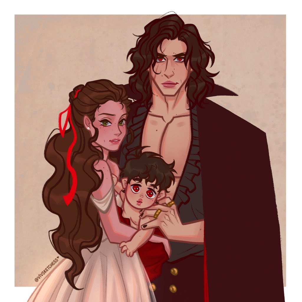 Vivsketchess's tweet image. Look at my vampy baby!🥹 #reylo #rey #bensolo #reylobaby #myart