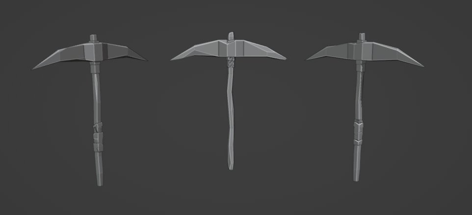 Tumagatorr's tweet photo. Here are some pickaxes I made a little bit ago for a commission! #commission #3dmodeling #RobloxDev  #Blender #ROBLOX https://t.co/ZCn7N6LuIn