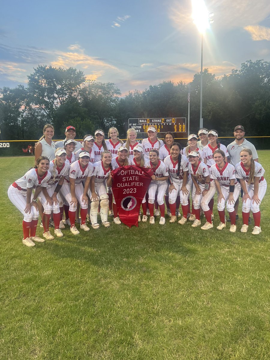 KnightsAHS's tweet photo. Let’s Make It 8 Straight!  Ticket is Punched for the 8th year in a row!  Congratulations Coach Tyler Edwards and the Assumption Knights Softball Team!  2023 3A State Qualifiers!  @IGHSAU @davahssoftball Go Knights! https://t.co/f9knOBMVOF