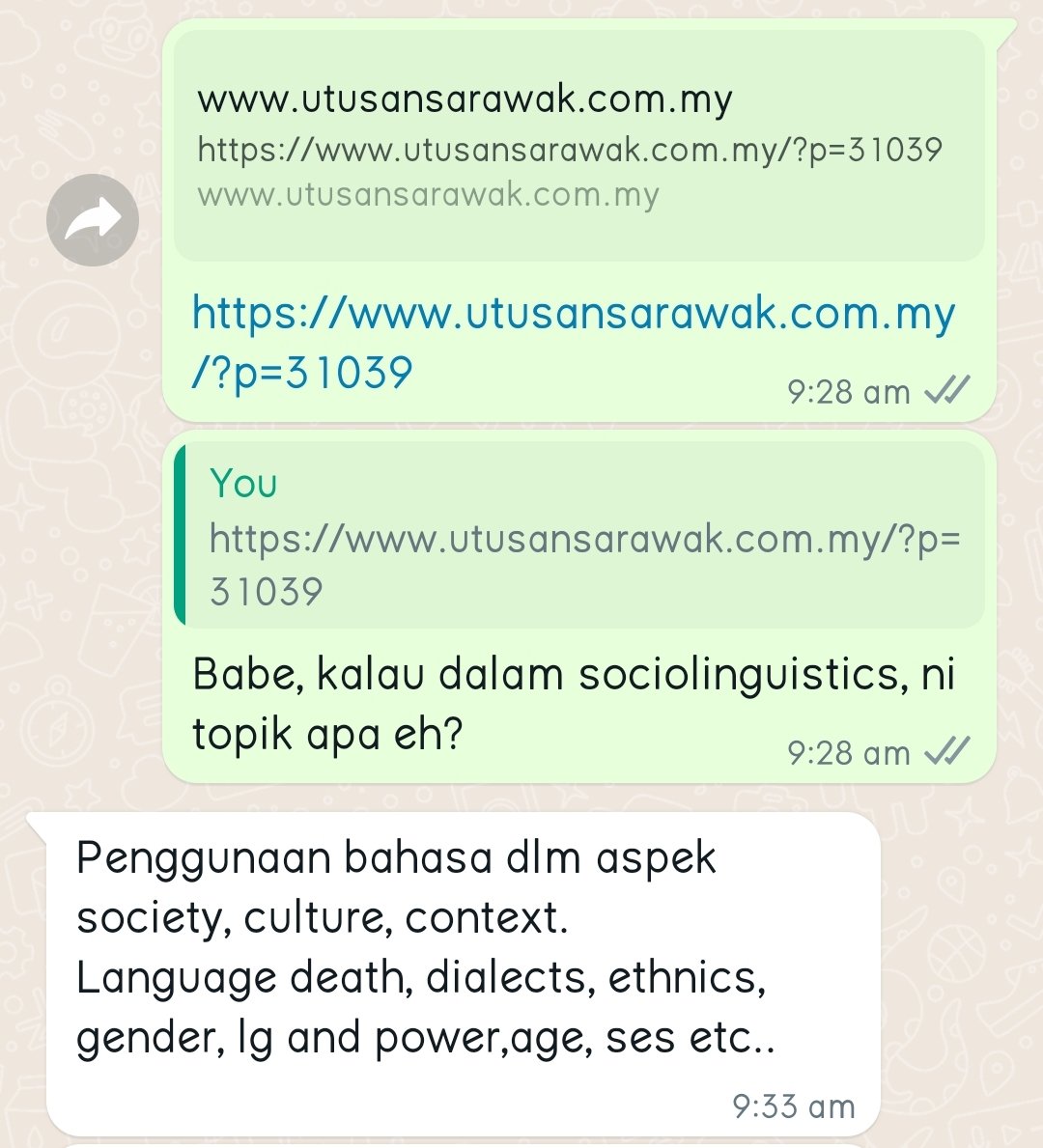 chiyoarwen's tweet image. Alhamdulillah, ada. Kadang-kadang tak perlu ramai kawan. Ada seorang yang berkualiti who can match your intellectual wavelength pun jadilah.

#LanguageDeath
#EndangeredLanguage
#BahasaSukuanSarawak
