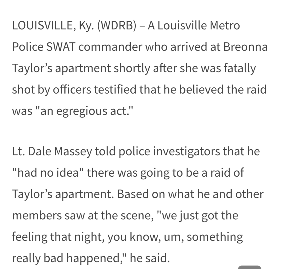 @elebull @JeffMcAdams @suzyrobsanders @kyoag @Target WRONG 

LMPD 

- Lied to get the warrant

- Lied to their SWAT Team back up and didn't tell them about the raid. 

- No bodycams

- Didnt announce they were cops

In my law enforcement experience they were hoping to rob them and it went sideways

wdrb.com/in-depth/lmpd-…