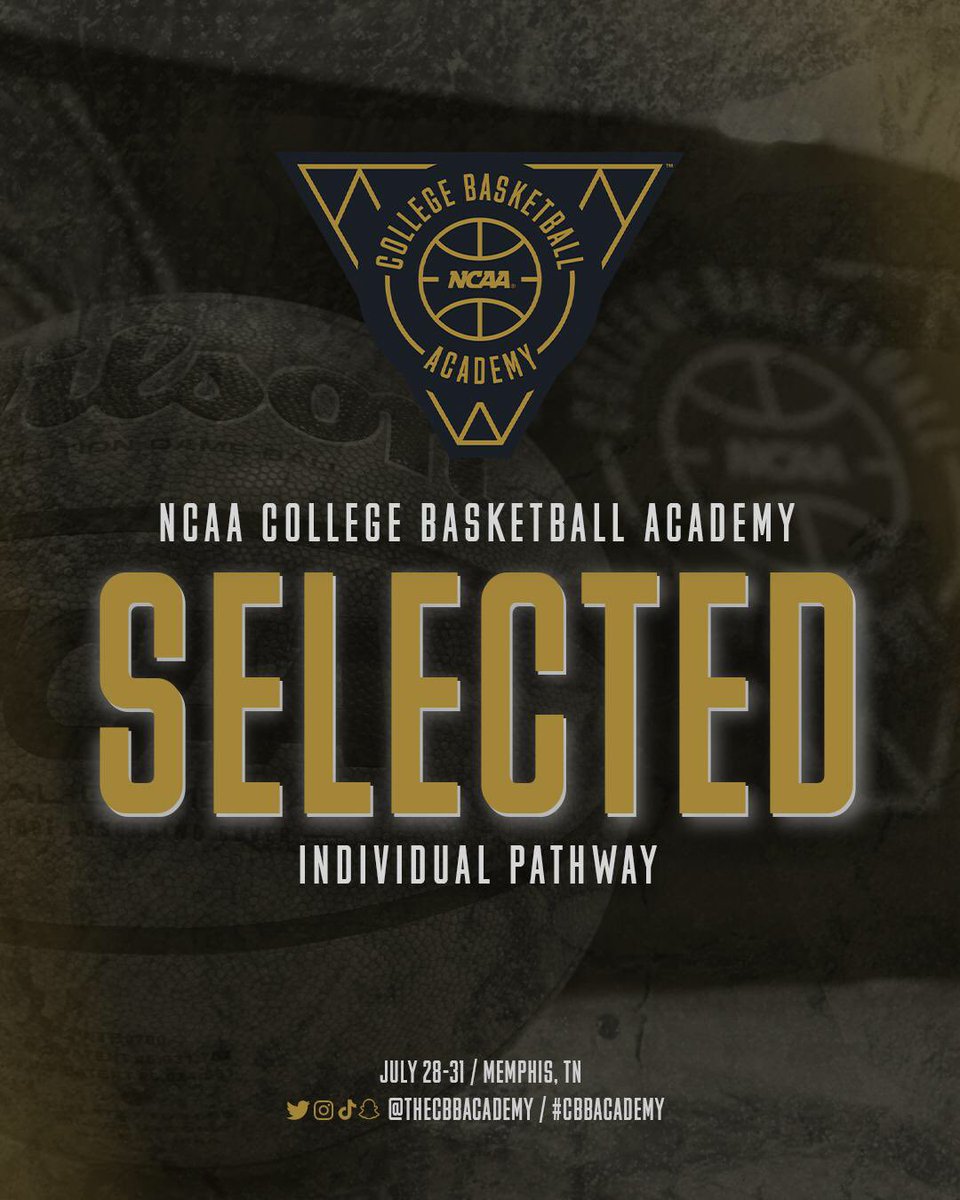 I am honored to announce that I've been selected to attend the 2023 NCAA College Basketball Academy in Memphis, TN from July 28-31! #CBBAcademy @thecbbacademy