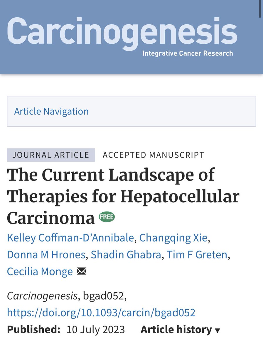 Proud to be part of the review on the current landscape in the treatments available for early, intermediate, and advanced stage #HCC! @CeciliaMonge4 @TimGreten @coffman_kelley @ChangqingXie