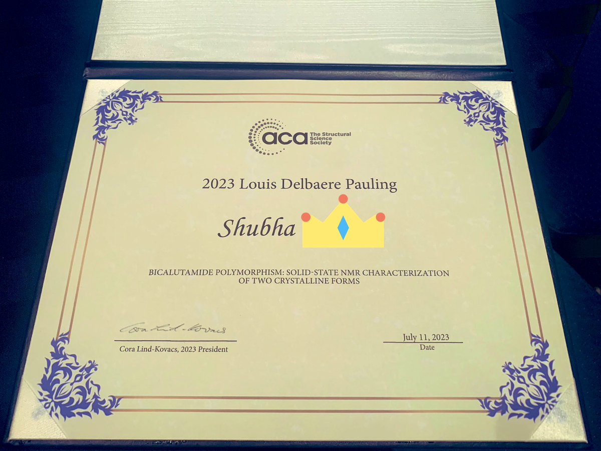 I’m very honored and humbled on being the recipient of the 2023 “Louis Delbaere Pauling” poster prize @ACAxtal , Baltimore! Thank you @ACAxtal for the opportunity. I can’t thank enough @BryceNation for all the support. #aca #posterprize #phd #ssnmr #Crystallography