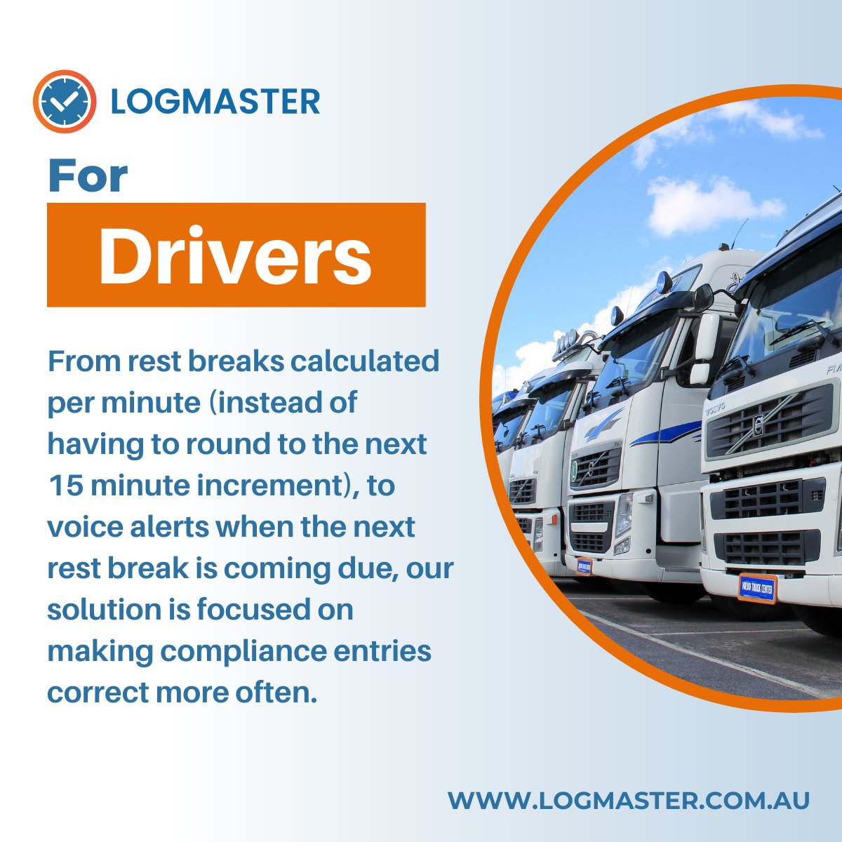 LogmasterAU's tweet image. Are you looking for a way to reduce driver non-compliance? 🚚 For more info visit logmaster.com.au or call us at  (02) 7228 6269. #fleetmanagement #transportcompliance #fatiguemanagement #EWD