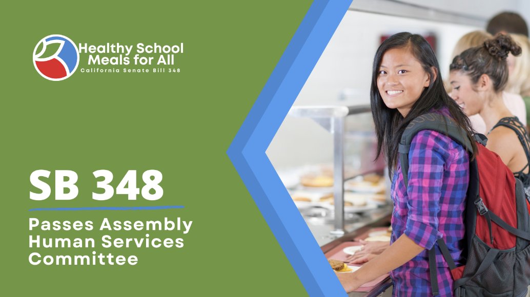 #SB348 the bill to provide #HealthySchoolMeals for California's kids passed the Assembly Human Services committee! 👏 Thank you committee members, for approving SB 348. 

Providing CA's kids access to fresh &amp; nutritious meals is critical to their health and success.
