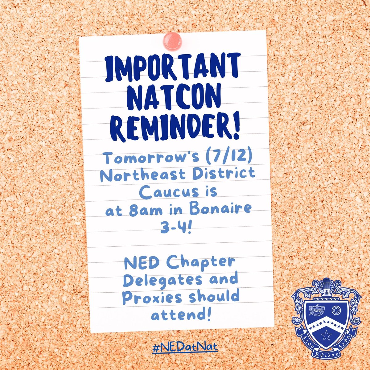 KKPsiNED's tweet photo. NatCon Brothers, listen up! If you're acting as a delegate or proxy for a NED chapter, please come to our NED Caucus at 8am tomorrow (7/12) in Bonaire 3-4! We'll see you bright and early! https://t.co/DDGHjUuKjI