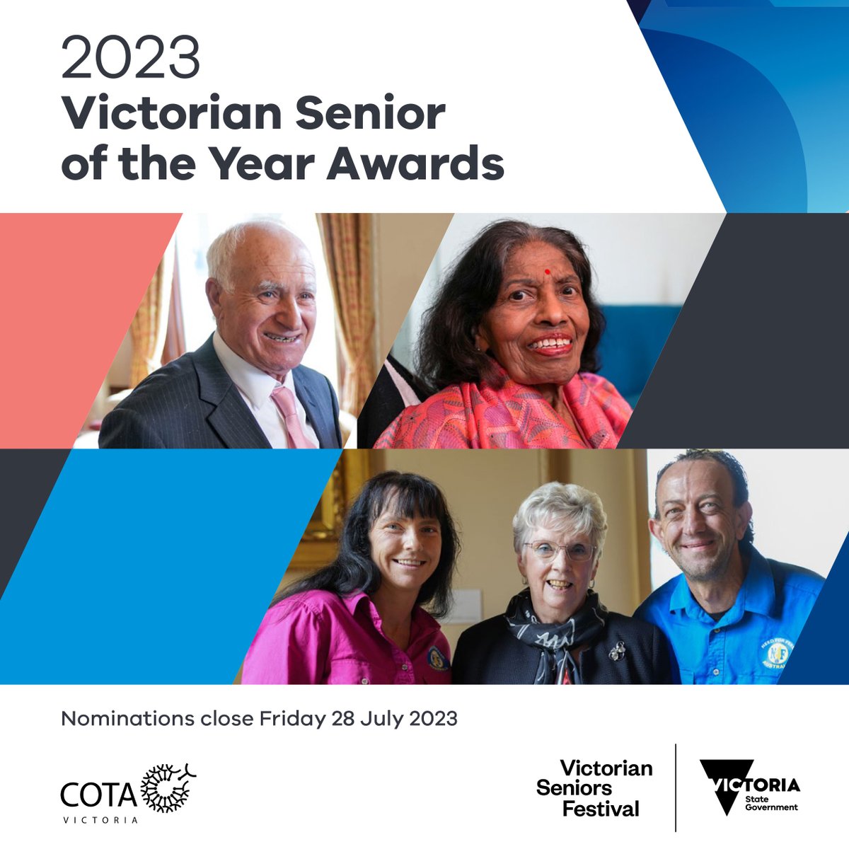 Nominations for the Victorian Senior of the Year Awards are NOW OPEN and close on 28 July! Amongst them, the @COTAVictoria Senior Achiever Awards recognises significant contributions to local communities & Victoria. Learn more & access nomination forms: seniorsonline.vic.gov.au/awards
