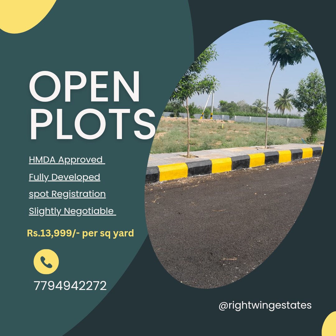 sirishag123's tweet photo. HMDA APPROVED OPEN PLOTS
.
.
.
#Hyderabad #openplots #hmda #investing #commercialrealestate #realestateinvestment #cleartittle #spotregistration #rightwingestates #readytomove #development https://t.co/LDTK4Fz8TW