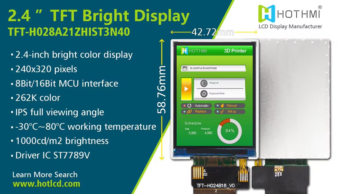 MeiHong76479521's tweet image. &quot;Check out the 2.4 inch TFT display with 240x320 resolution and MCU - a versatile and compact color display module perfect for handheld devices, medical equipment, and more! #TFTdisplay #MCU #electronic