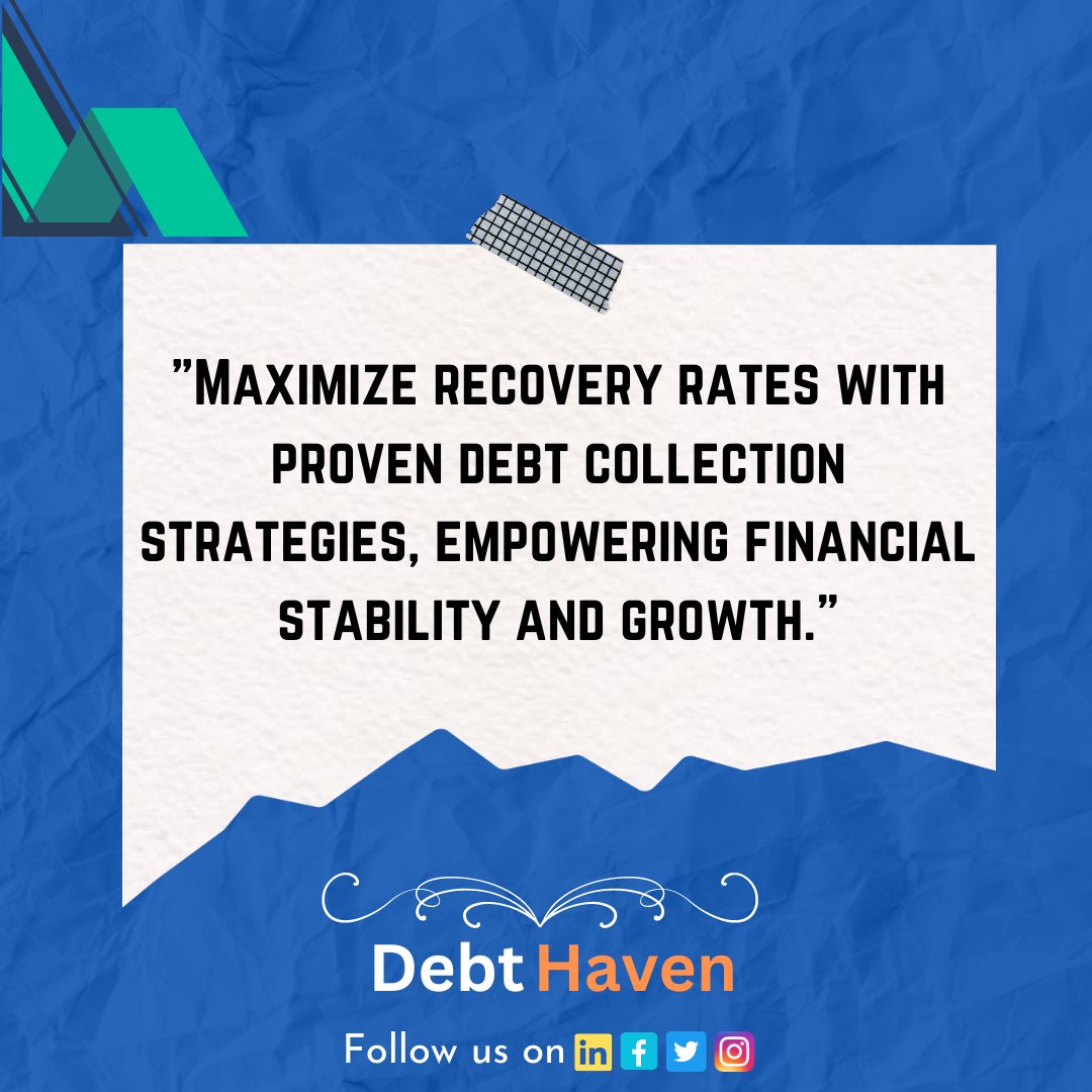 debt_haven's tweet photo. "Unlock the power of proven debt collection strategies to maximize recovery rates, fostering financial stability and propelling growth. 💼💰✨ #DebtCollection #FinancialStability #GrowthOpportunities" https://t.co/fut5Zoea5R