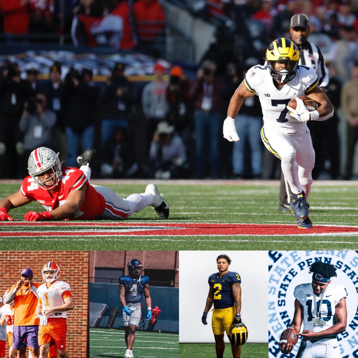 My top five running backs throughout the 2023 college football season..

1. Donovan Edwards | UM
2. Will Shipley | CU
3. Quinshon Judkins | OM
4. Blake Corum | UM 
5. Nick Singleton | PSU 

@SSN_Michigan 
@SSN_Clemson 
@SSN_OleMiss 
@SSN_PennState https://t.co/fQ6SWYRfIR