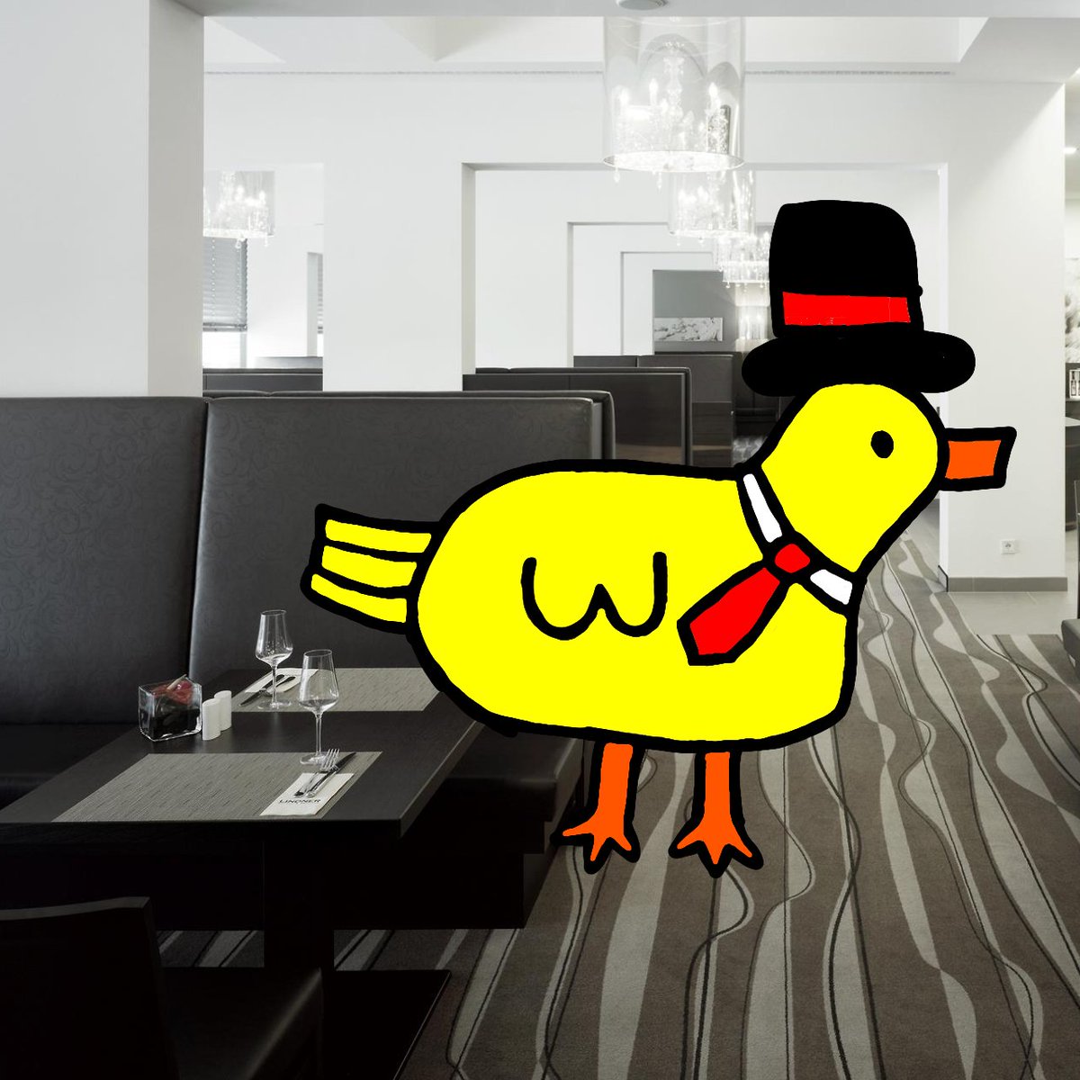 Que divertido es tener un amigo pato elegante