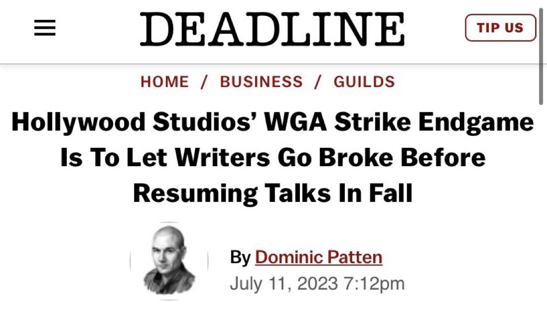 Good news: We now all have a headline we can send when someone asks why the WGA “won’t just negotiate”