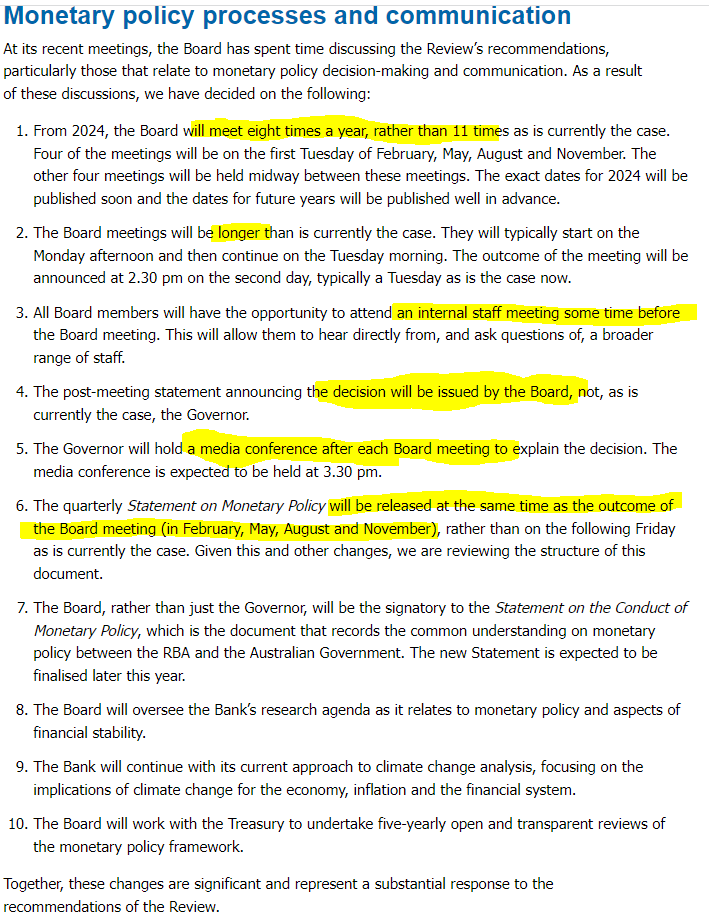 Alex Joiner on Twitter "RBA less meetings, longer meetings, more