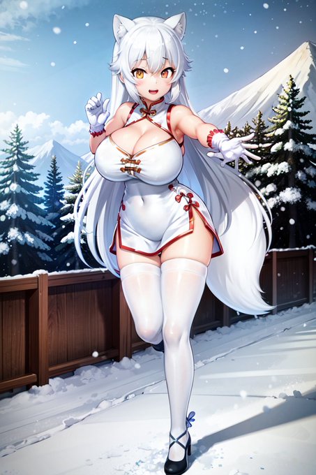 AI描きプログラムでホッキョクギツネのチャイナドレス姿を作ってみました #けものフレンズ #AIイラスト #AIart 