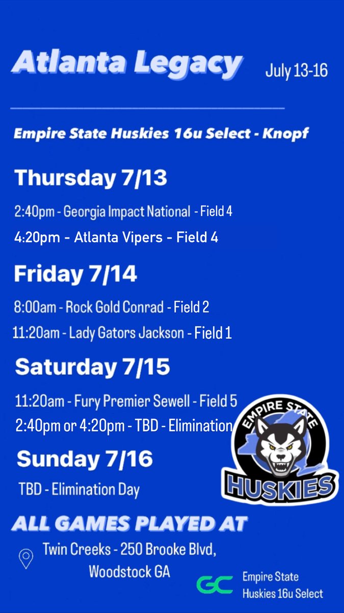 Headed down to Atlanta ✈️✈️ for the Legacy Showcase! So excited to compete with my favorite team!! 
<a href="/Johnknopf10/">John Knopf</a> <a href="/State16USelect/">Empire State Huskies 16U Premier</a>