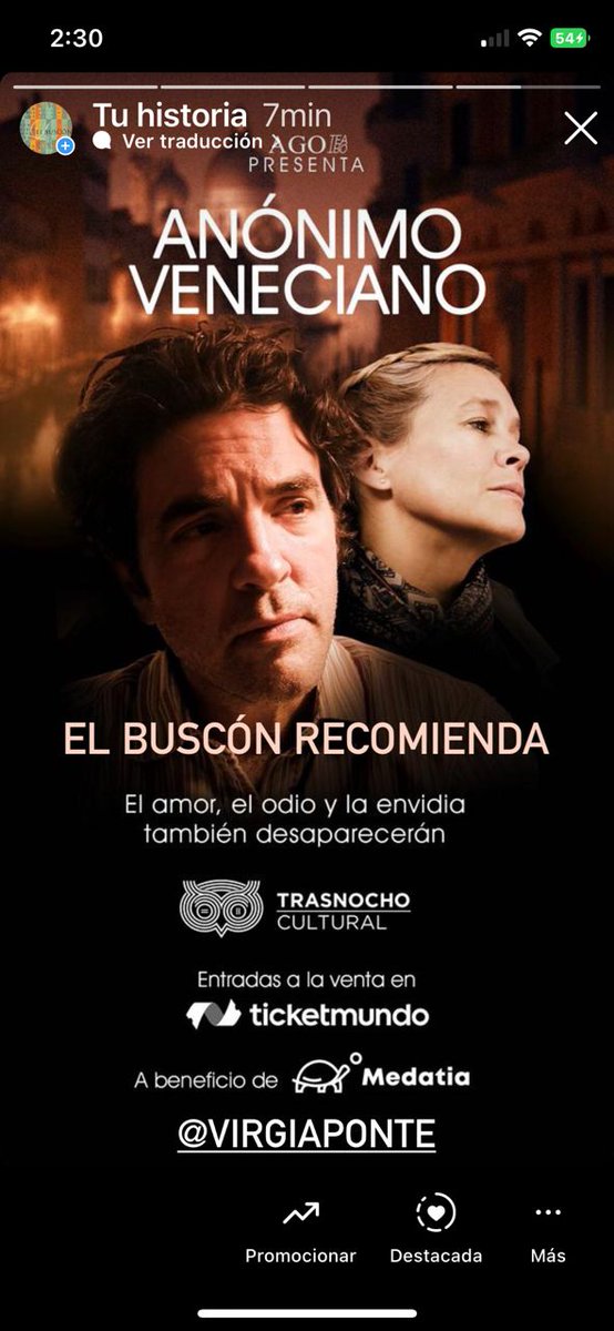 Entramos en el último fin de semana. Viernes 7:30 de la noche y sábado y domingo 7:00 pm.