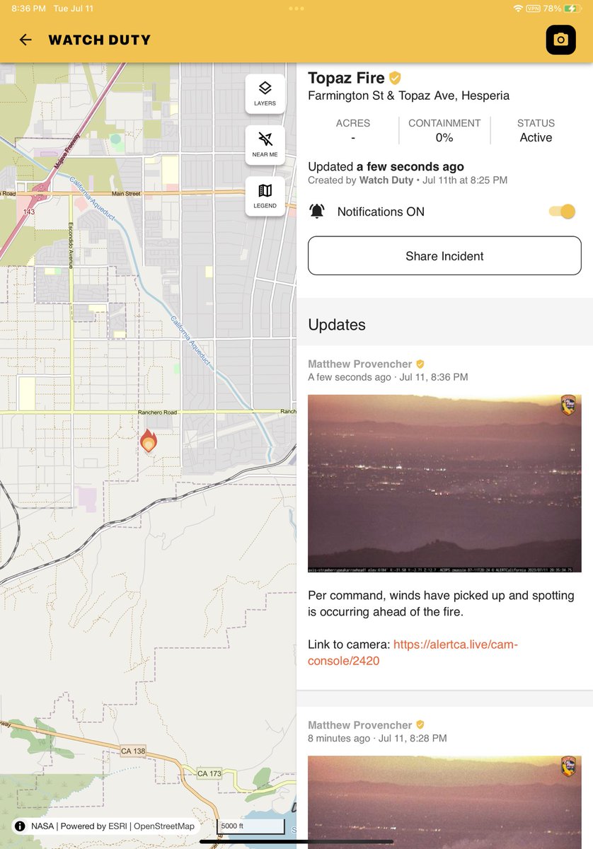 BCWildfireWkly's tweet photo. #TopazFire @ Farmington St & Topaz Ave, #Hesperia, #SanBernardinoCounty, #California: https://t.co/b53Ojpe8KH - @watchdutyapp
@ALERTCalifornia Camera Link: https://t.co/F2RfyVFZga
#CAFire #CAwx @CALFIREBDU @SBCOUNTYFIRE https://t.co/CebsNljMsz